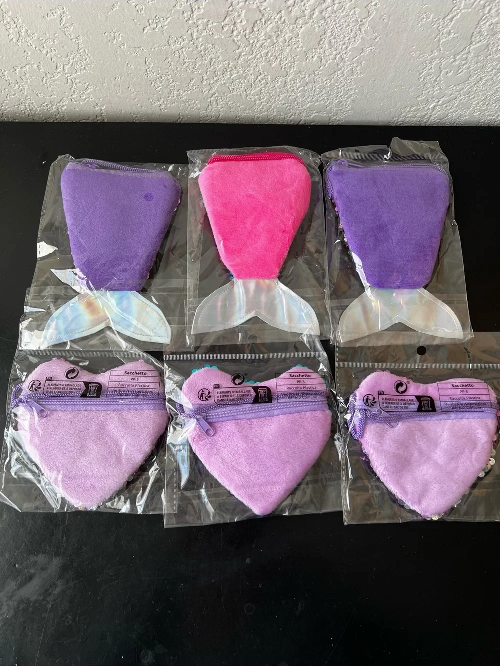 Kids Sequin Heart & Mermaid Tail Crossbody Mini Bags Bundle of 6